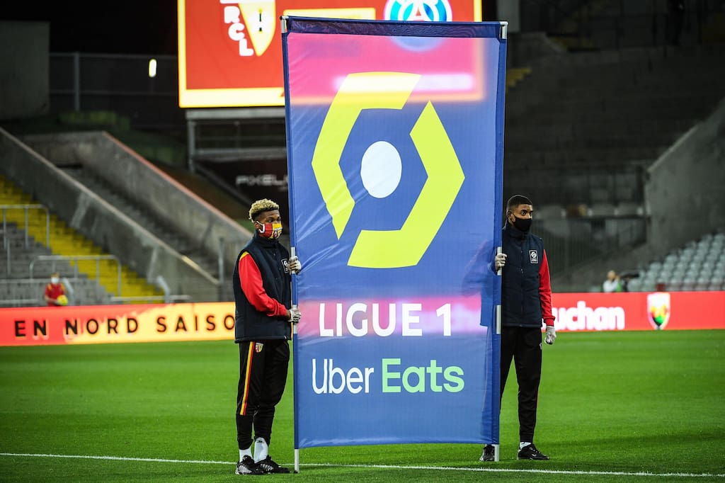 Flag of Ligue 1 Uber Eats during the French championship Ligue 1 football match between RC Lens and Paris Saint-Germain on September 10, 2020 at Bolla - Image ID: 2CGJY0H