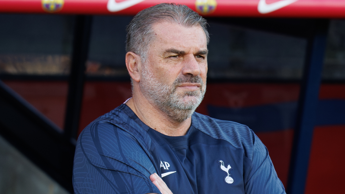 Tottenham manager Ange Postecoglou watching Spurs football