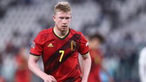 Kevin De Bruyne playing football for Belgium