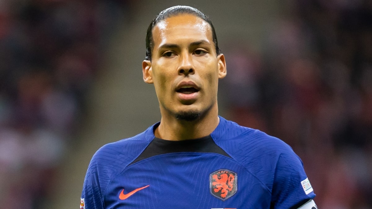 Virgil van Dijk playing football for the Netherlands