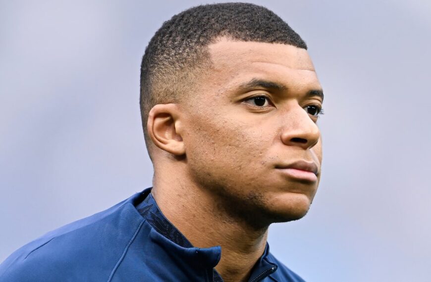 Kylian Mbappe playing football for France