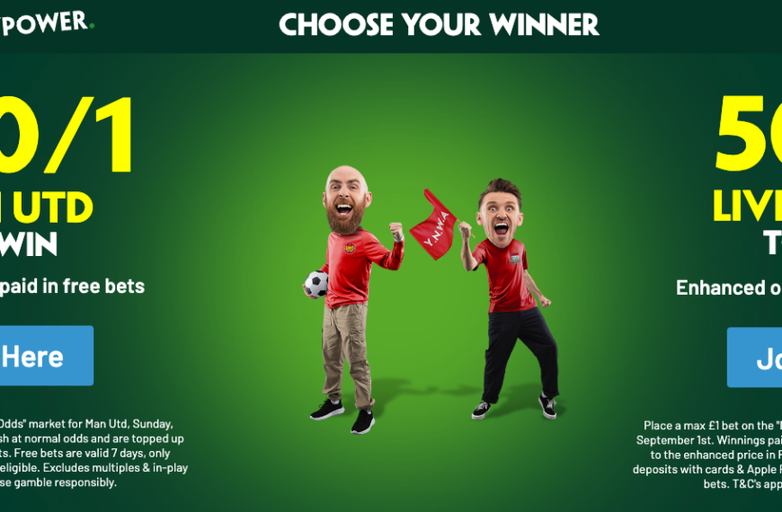 Paddy Power Sign up Offer – Get Man United 100/1 to Win or Liverpool to Win 50/1